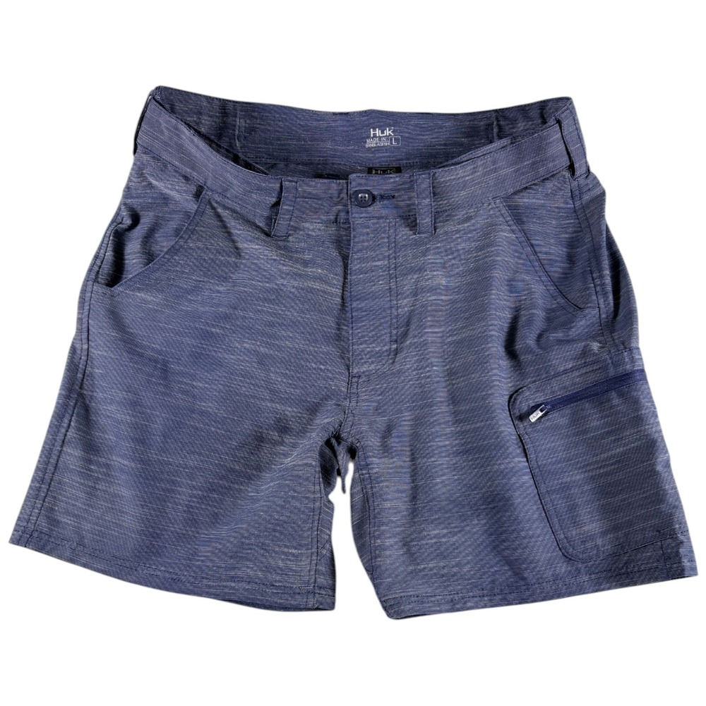 Huk Fishing Shorts Men's 36 Large Blue Stretch Performance Outdoor 7.5 Inseam